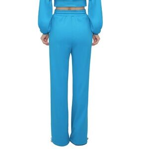 NWT Size S/M OZLN ELECTRIC BLUE wide leg / straight sweatpants 100% cotton